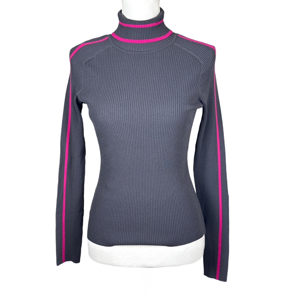 Milly Gray and Pink Turtleneck Sweater